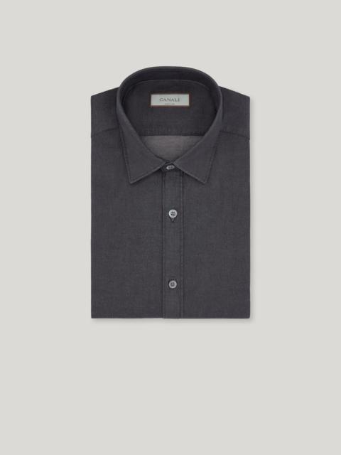 Canali BLACK CASUAL DENIM SHIRT WITH NARROW POINTED COLLAR