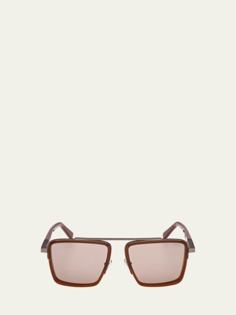 ZEGNA Men's Metal Aviator Sunglasses