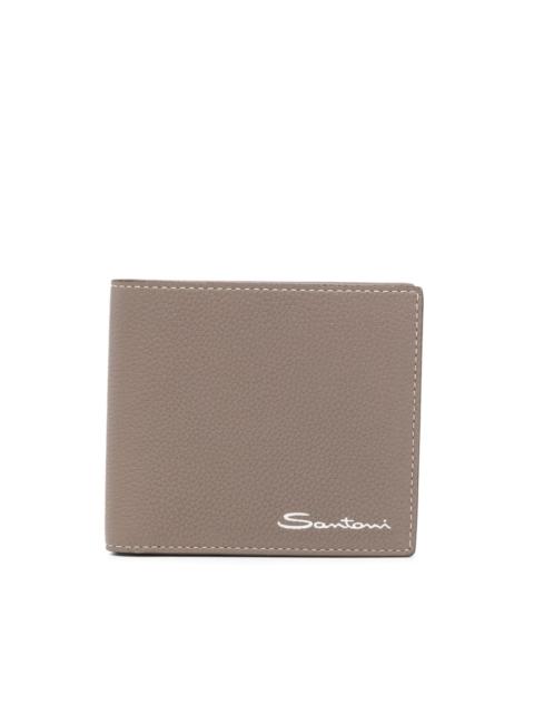 Santoni logo-print leather wallet