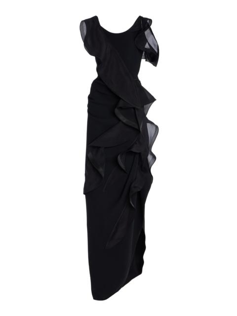 MATICEVSKI Satellite Wave Structured Chiffon Gown black