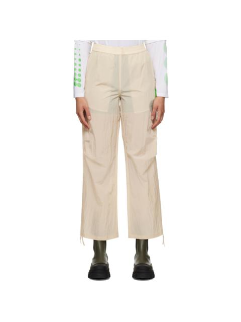 GANNI Beige Light Tech Drawstring Pants
