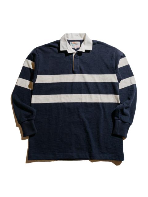 The Real McCoys MC25013 Climbers' Striped Rugby Shirt Navy/Ecru