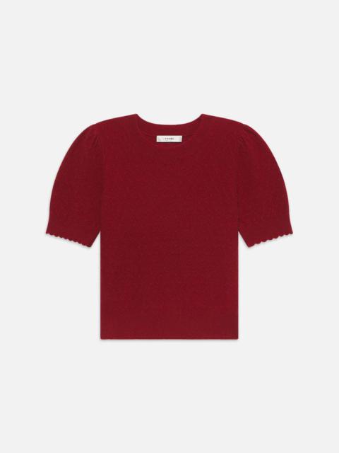 FRAME Pointelle Puff Sleeve Sweater in Paprika