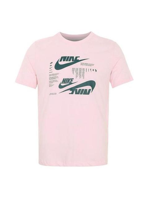 Nike 나이키 Sportswear 로고 인쇄 캐주얼 스포츠 둥근 목 짧은 소매 분홍색 DR7816-663