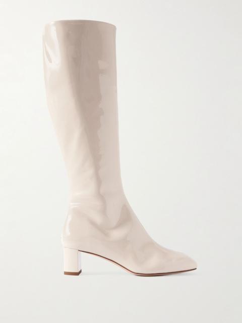 Aeyde Marty patent-leather knee boots Cream