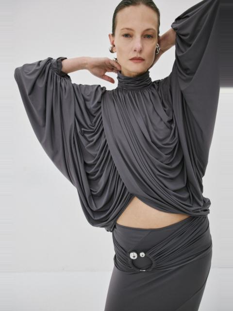 De La Vali FLORO TOP IN INKY GREY SPANDEX