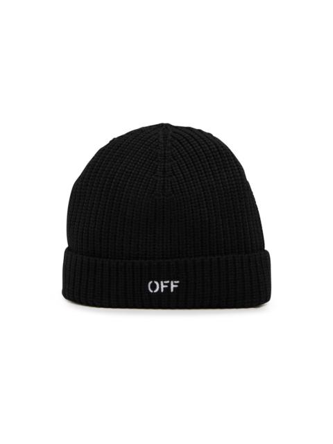 Off-White 자수 늑골 니트 beanie