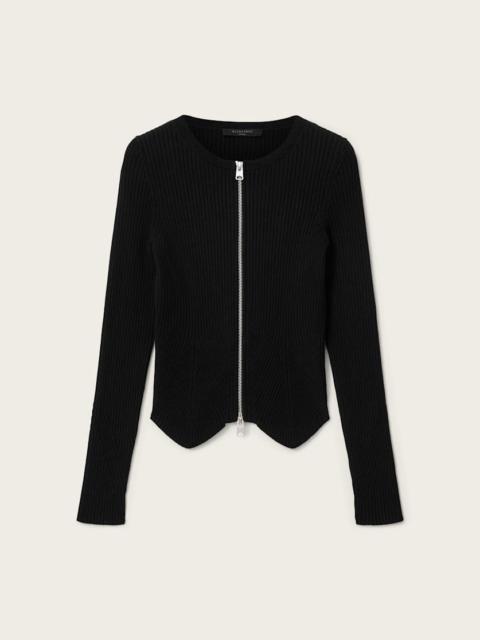 ALLSAINTS CRUZ DUAL ZIP RIBBED CARDIGAN