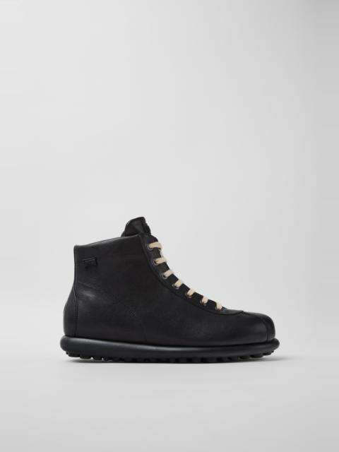 CAMPER Pelotas Black Vegetable-Tanned Leather Ankle Boots for Men.