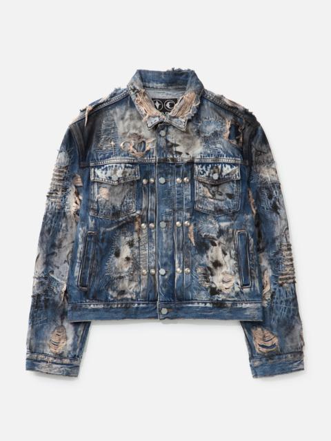 HARD-WASHED DAMAGED DENIM JACKET