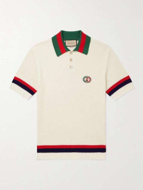 GUCCI Logo-Appliquéd Striped Cotton Polo Shirt