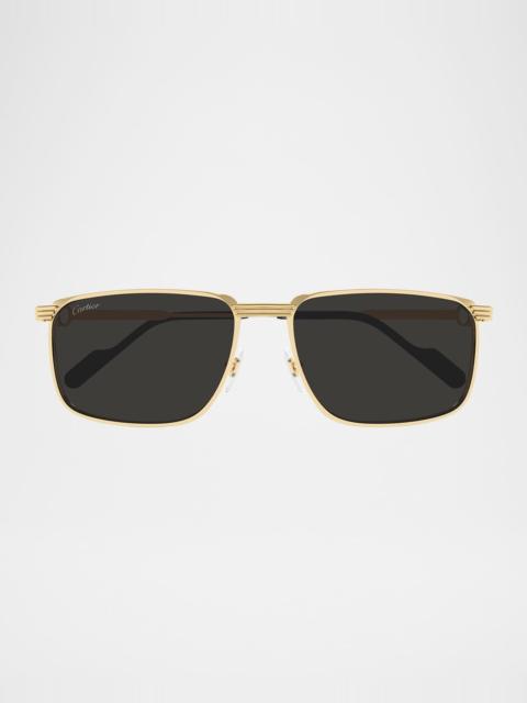 Cartier Men's CT0534SM Metal Rectangle Sunglasses
