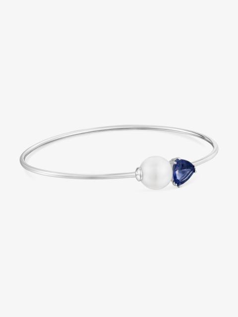 TOUS 18K white gold Bangle with iolite and cultured pearl Ivette