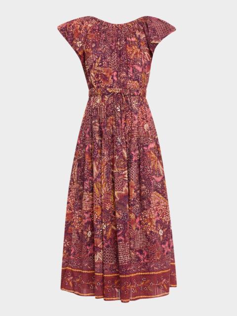 ULLA JOHNSON Abigail Puff-Sleeve Midi Dress