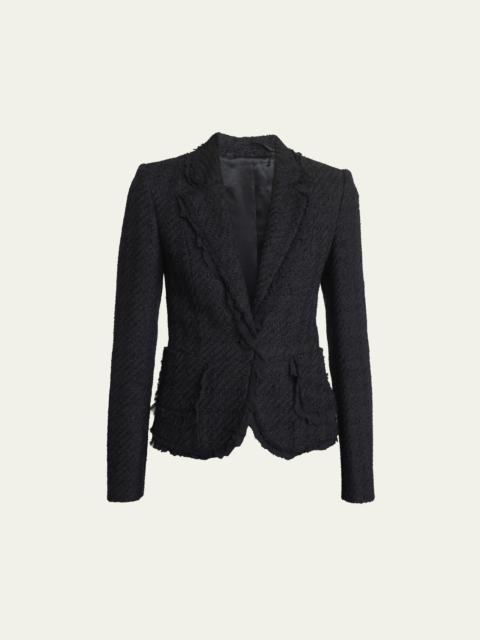Single-Breasted Tweed Blazer Jacket