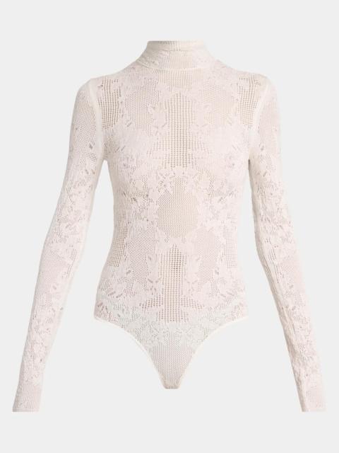 GABRIELA HEARST Waite Mock-Neck Lace Knit Long-Sleeve Top