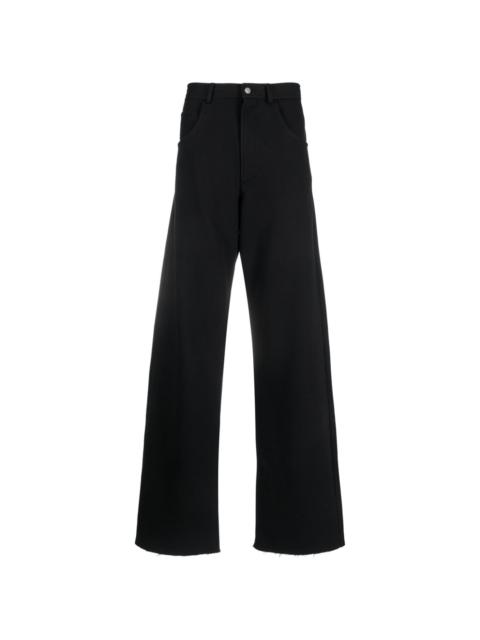 logo-embroidered cotton wide-leg trousers