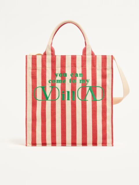 Valentino VALENTINO GARAVANI MYVILLA MEDIUM CANVAS SHOPPING BAG WITH EMBROIDERY