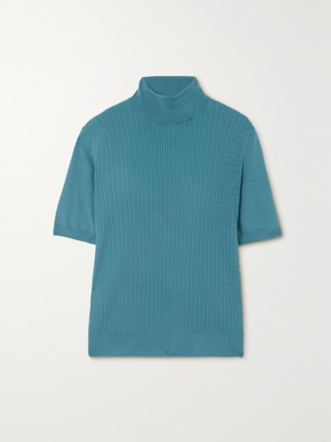 Loro Piana Dolcevita Ribbed Cashmere Turtleneck Top