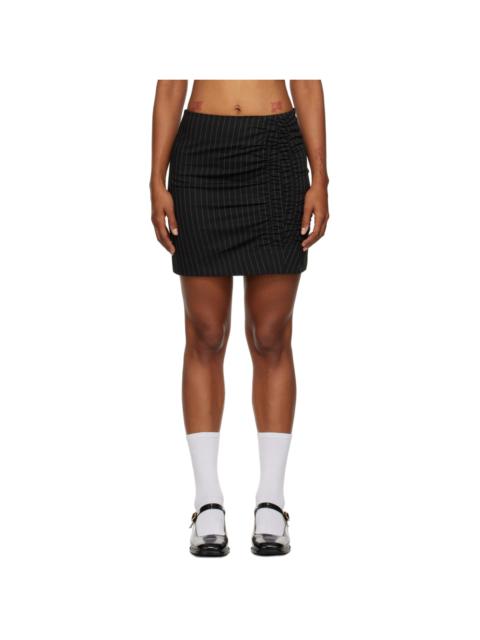 GANNI Black Ruched Miniskirt