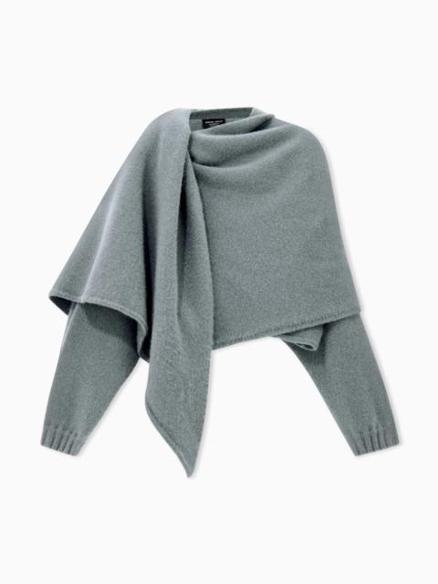 GIORGIO ARMANI ASYMMETRICAL CASHMERE CARDIGAN WITH DRAPED COLLAR