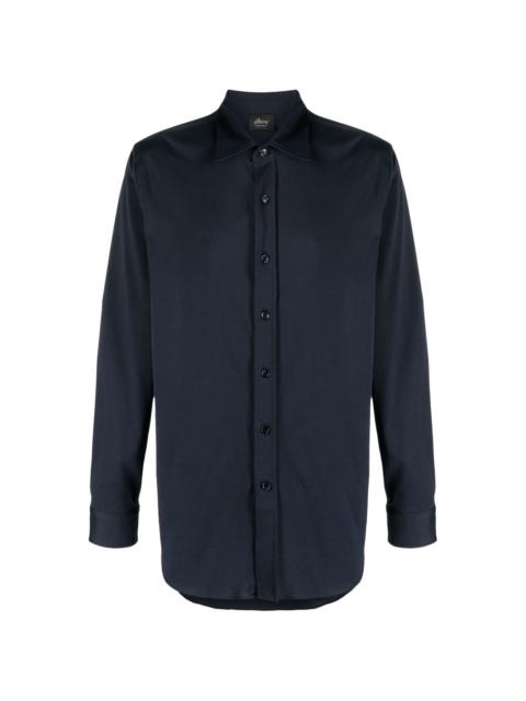 spread-collar cotton shirt