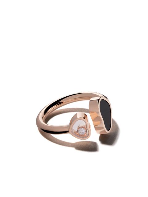 18kt rose gold Happy Hearts onyx and diamond ring