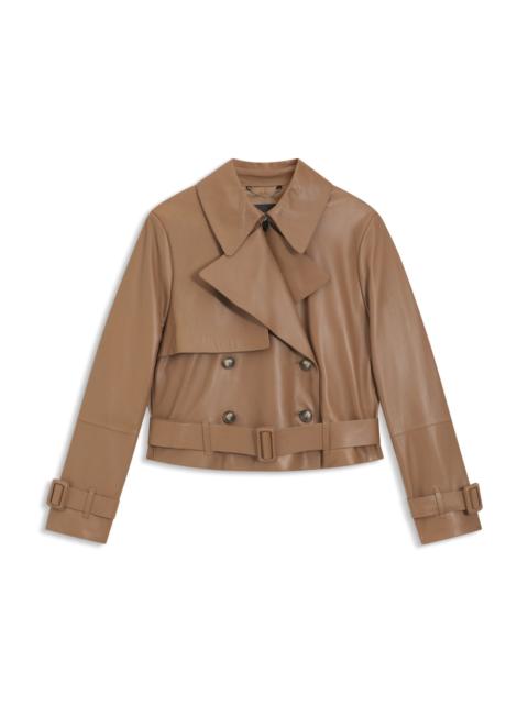 BOSS TRENCH-STYLE LEATHER JACKET WITH TIE-UP BELT