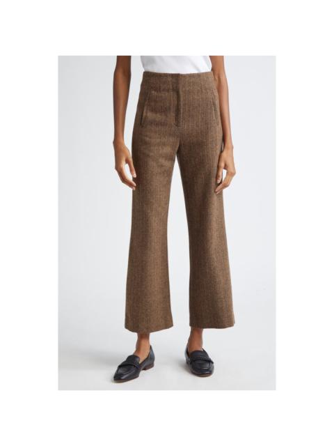 Veronica Beard Dova Tweed Herringbone Crop Wide Leg Pants in Camel/Black at Nordstrom