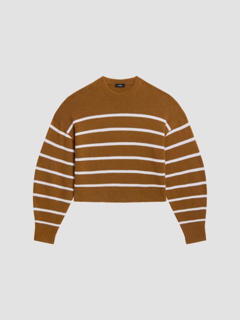 Theory Women's Cashmere Striped Sweater - Deep Acacia Brown