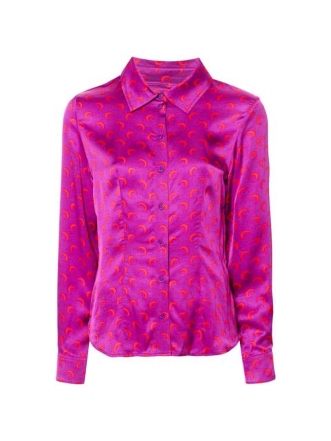 Tシャツ・カットソー MARINE SERRE MOON SATIN BUTTON DOWN SHIRT (USI024B BG70) Marine Serre Moon Satin Button Down Shirt – LOZURI®