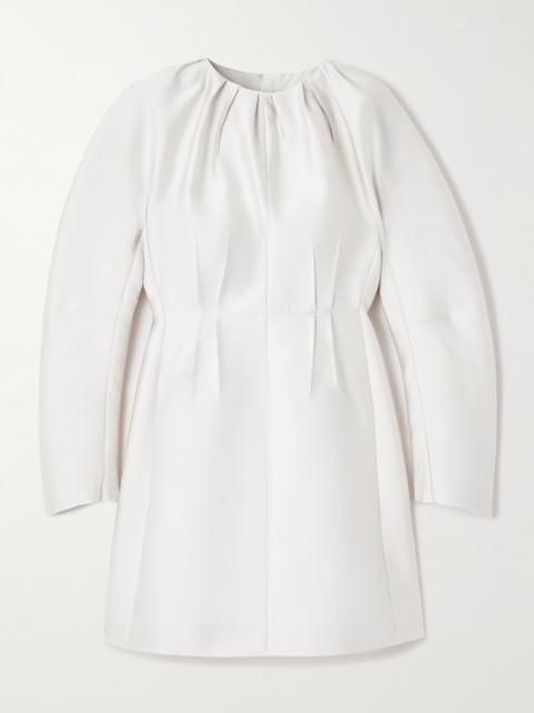 Jil Sander Frayed Pleated Satin-twill Mini Dress
