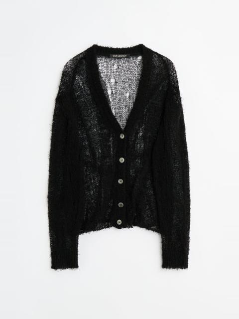 Our Legacy Academy Cardigan Black Ragged Open Linen