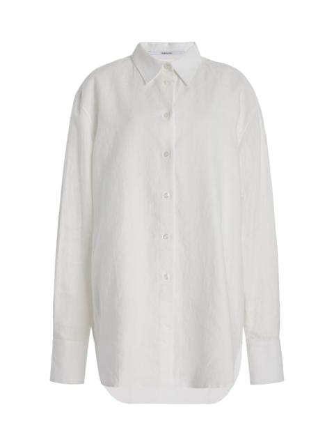 Another Tomorrow Oversized Linen Shirt white