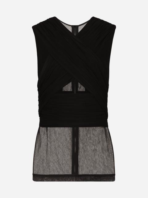 Dolce & Gabbana Stretch tulle T-shirt with draping