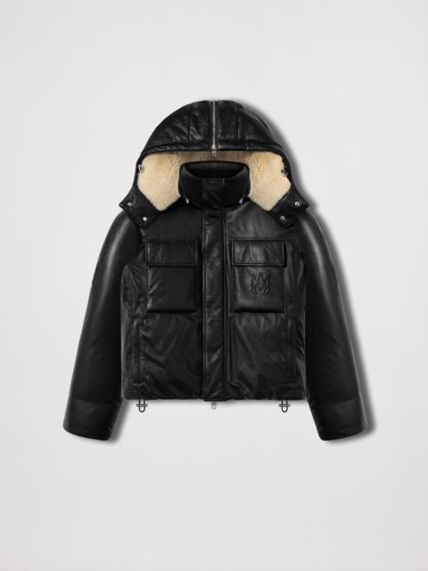 AMIRI HOODED LEATHER DOWN JACKET