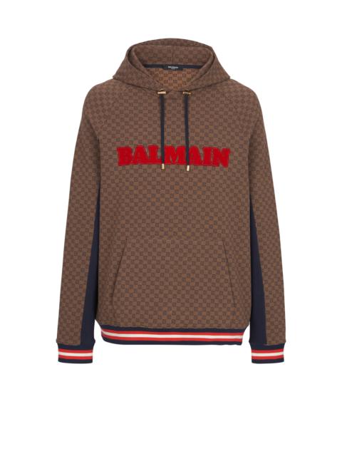 Balmain Reversible Monogram-Print Hooded Jacket