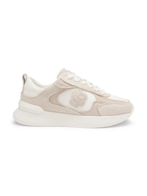BOSS SUEDE-TRIM TRAINERS WITH DOUBLE B MONOGRAM