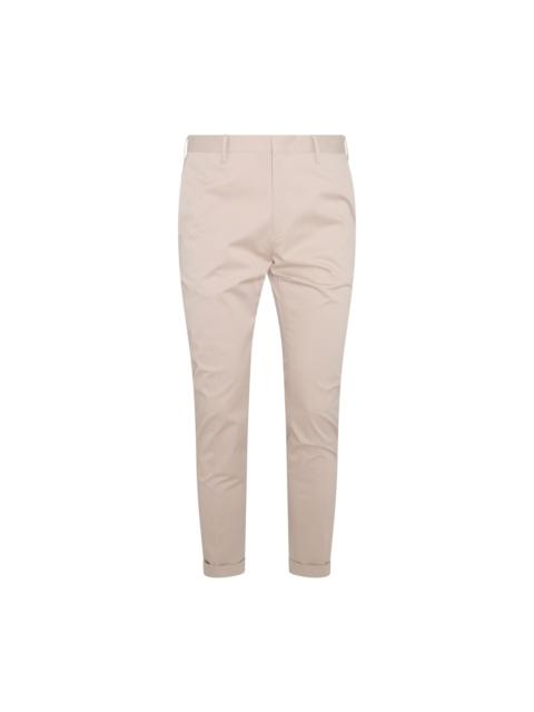 beige cotton blend trousers