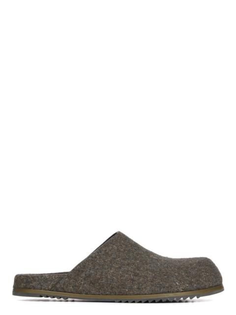 Rick Owens Granola Melton Wool Mules Green