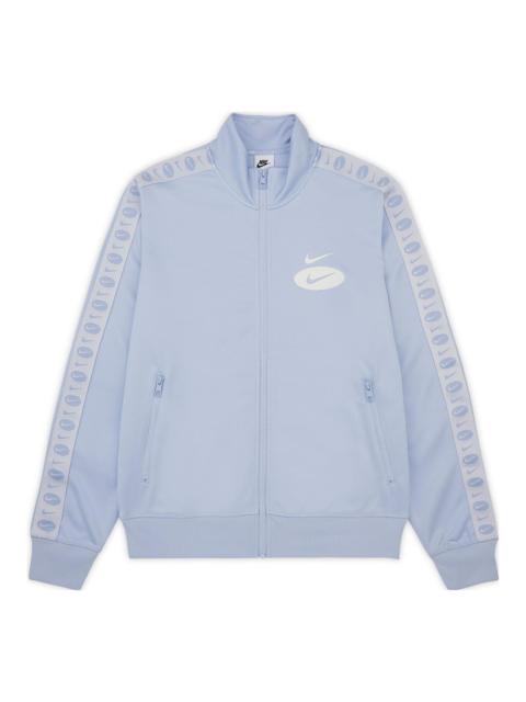 Nike 남자 나이키 Sportswear Swoosh 리그 색 블록 지퍼 캐주얼 재킷 블루 DM5474-548