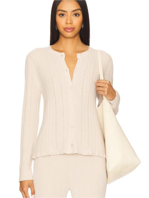 Barefoot Dreams CozyChic Ultra Lite Cable Knit Cardigan With Ruffle