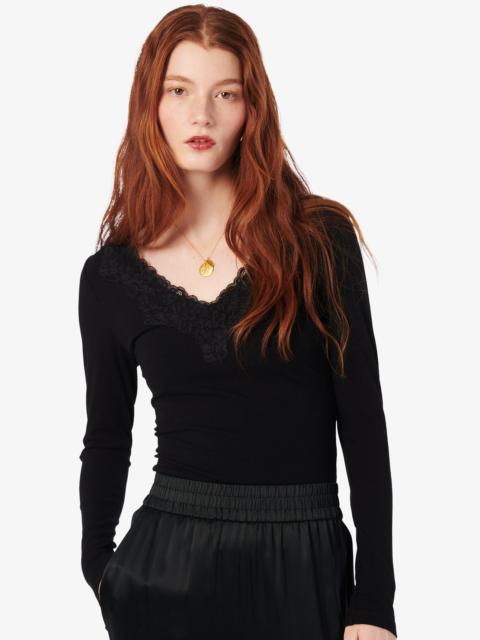 CAMI NYC ROONEY RIB KNIT TOP BLACK