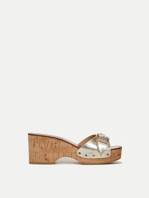 VERONICA BEARD DALLAS METALLIC LEATHER BUCKLE SANDAL