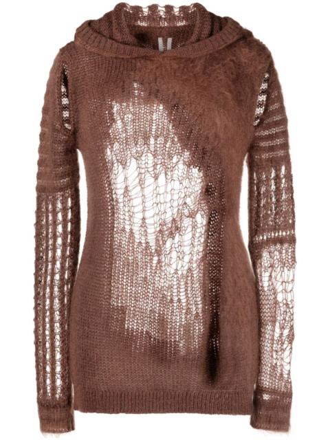 Rick Owens perforated-design knitted hoodie