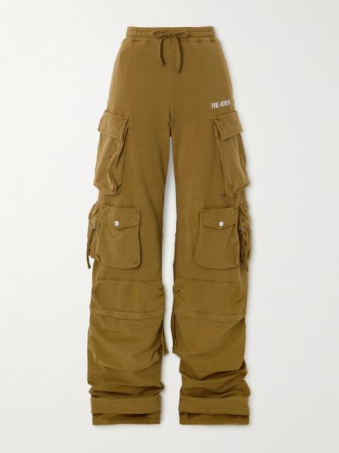 THE ATTICO Embellished Stretch-cotton Jersey Wide-leg Cargo Pants