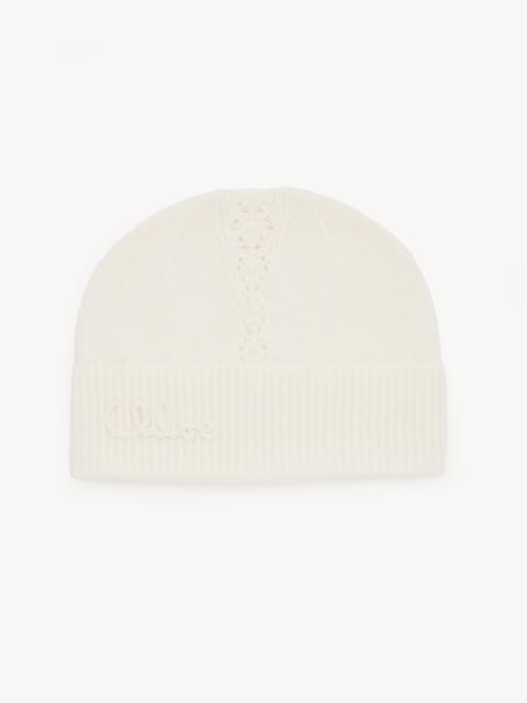 Chloé THE CHLOÉ LACE KNIT BEANIE IN WOOL & LACE JACQUARD