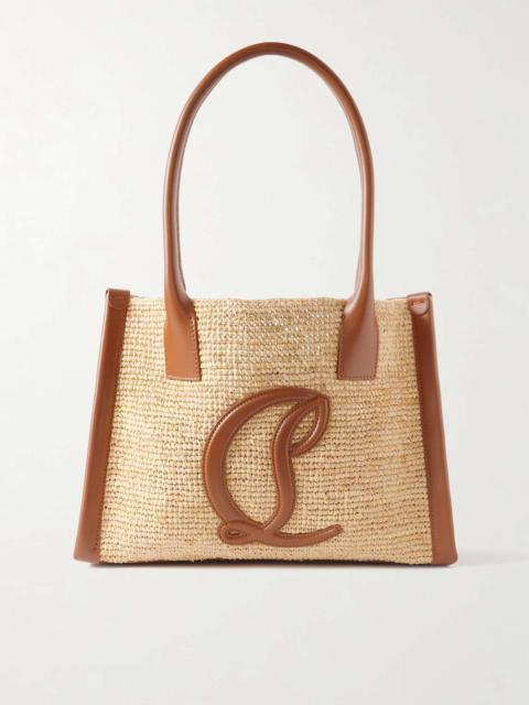 By My Side small leather-trimmed raffia tote