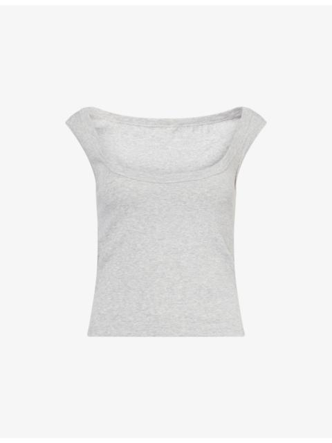 ST. AGNI Boat-Neck Scoop-Back Cotton Top