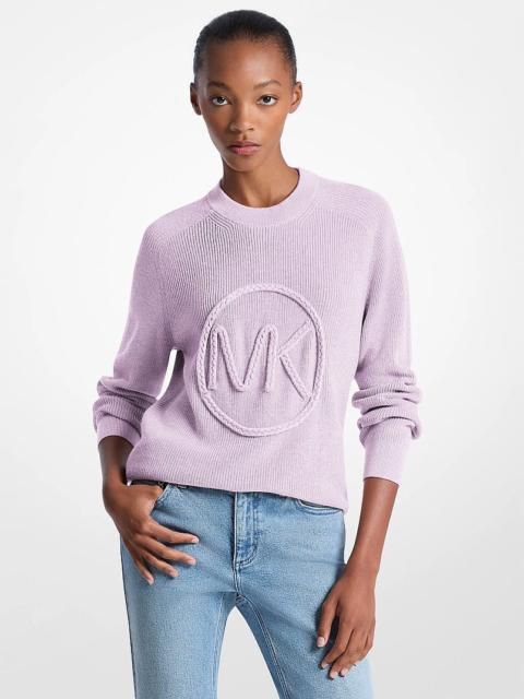MICHAEL KORS Braided Logo Cotton Blend Sweater